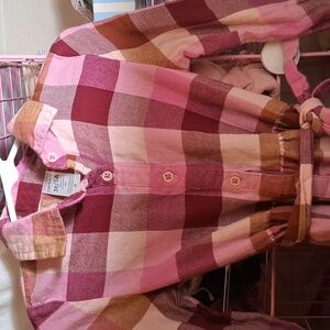 Carter's Pink and Burgundy Plaid Button Dress with Tie Belt